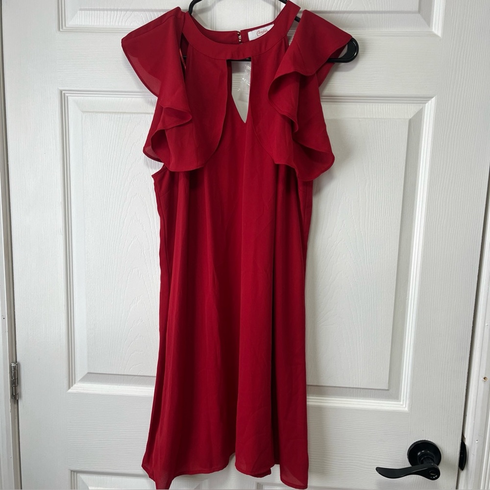 NWT Candies Red Cold Shoulder Dress Flow Off The Shoulder Sz: L
